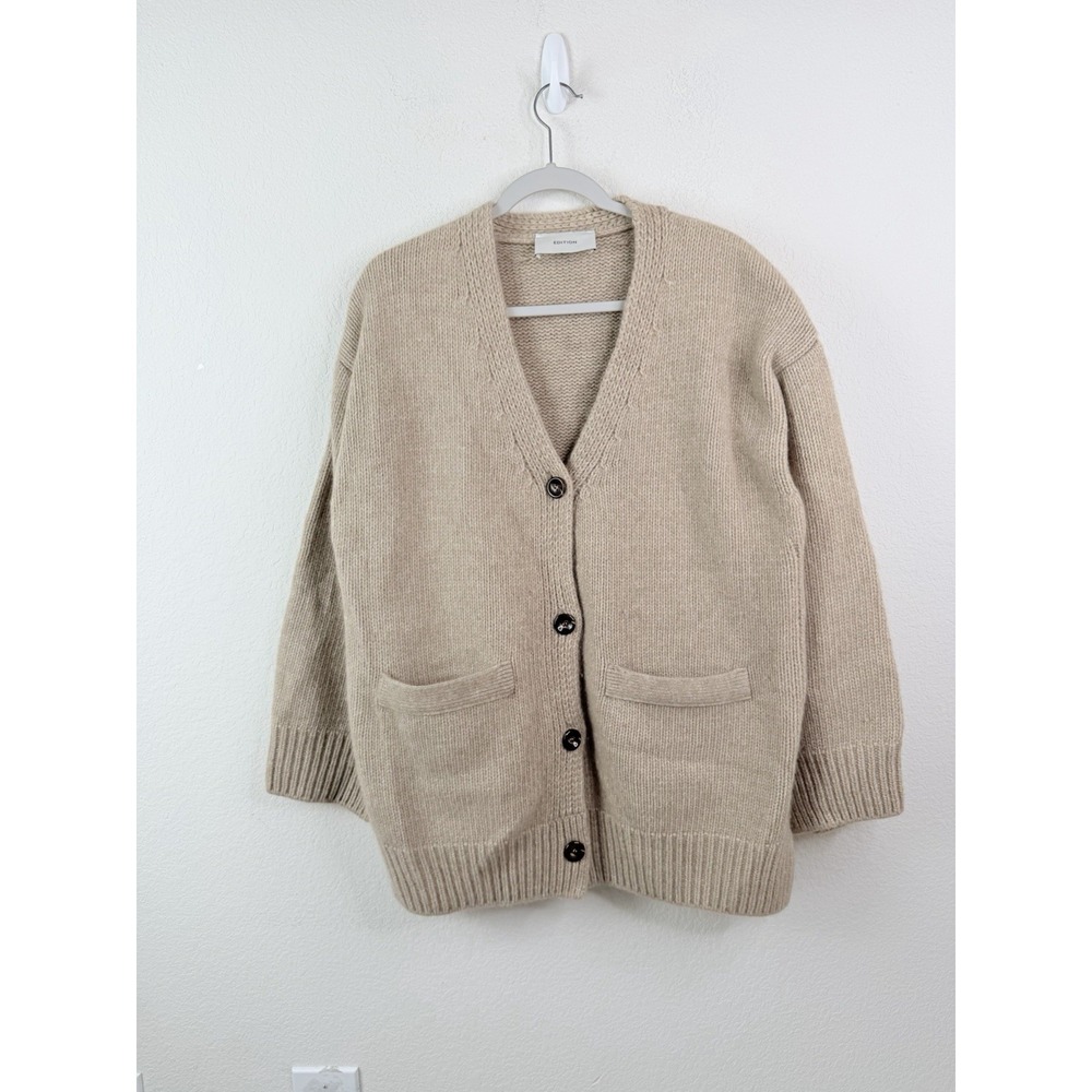 Edition Raccoon Blend Cardigan Sweater Oversized One Size Neutral Quiet Luxury